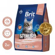 Корм Brit Premium Cat Sterilized Salmon & Chicken для кастрированных котов, Лосось и курица, 2 кг