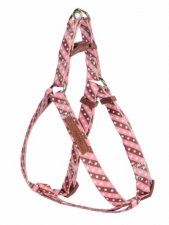 Шлея Camon регулируемая для собак, нейлоновая, полосатая розово-коричневая в горошек, 20x450-750 мм