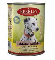 Консерва Berkley для взрослых собак всех пород, со вкусом кролика и овсяных хлопьев, 400 г