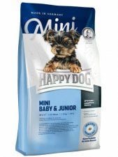 Корм Happy Dog для щенков мелких пород от 4 недель до 12 месяцев, со вкусом домашней птицы и лосося, Mini Baby & Junior 29/16, 1 кг