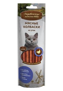 Деревенские лакомства для кошек мясные колбаски из утки, 45г
