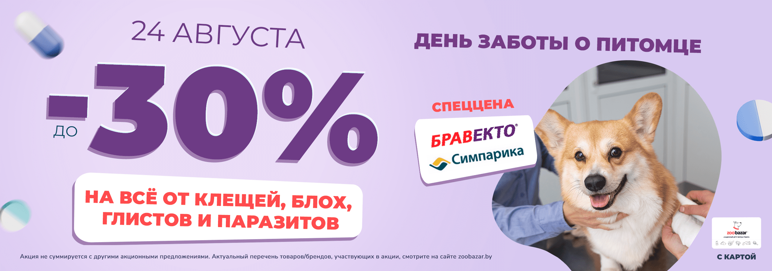 24.08.2023 - 25.08.2023 День заботы о питомце 24 августа и День любимого  покупателя 25 августа 2023! - Акции Zoobazar