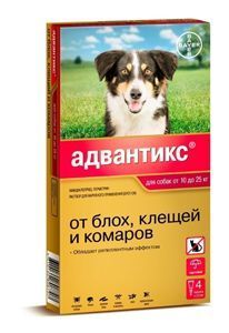 Капли Адвантикс для собак от 10 до 25 кг, на холку