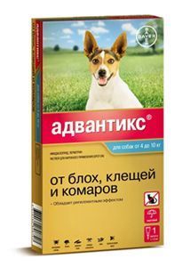Капли Адвантикс для собак от 4 до 10кг, на холку