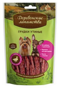 Деревенские лакомства для собак мини-пород грудки утиные, 55г
