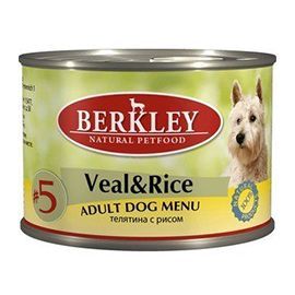 Консервы Berkley №5 для собак, телятина с рисом, 200г