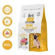 Корм Brit Care для щенков и молодых собак мини пород с индейкой, Healthy Growth, 400 г