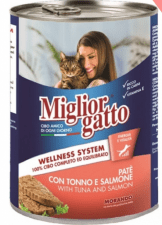 Паштет Miglior gatto для кошек с тунцом и лососем, 400 г