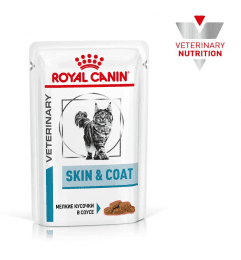 Пауч Royal Canin Skin & Coat (в соусе) для взрослых кошек старше 12 месяцев, с повышенной чувствительностью кожи / шерсти. Ветеринарная диета, 85 г