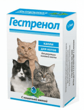 Бигормональный контрацептивный препарат Гестренол для регуляции половой охоты у котов, 1,5 мл