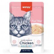 Пауч Wanpy Cat для кошек, кусочки курицы и креветки, 85 г