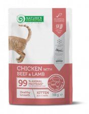 Пауч Nature's Protection для котят с курицей, говядиной и ягненком, Kitten Healthy Growth, 100 г