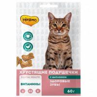 Лакомства Мнямс, для кошек, хрустящие подушечки, с цыплёнком, Здоровые зубы, 60 г