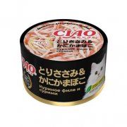 Консерва INABA для кошек, куриное филе с сурими, ЧАО, 85 г 