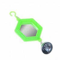 Игрушка зеркало с металлическим колокольчиком, для птиц, №2, 12х10 см