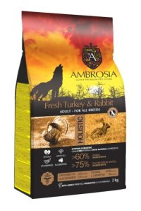 Корм AMBROSIA GRAIN FREE для собак всех пород, индейка, кролик, 2кг