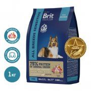 Корм Brit Premium Dog Sensitive для взрослых собак всех пород с чувствительным пищеварением, Ягненок и индейка, 1 кг