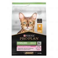 Корм Purina Pro Plan для взрослых кошек после стерилизации/кастрации с высоким содержанием курицы, DELICATE DIGESTION, 3 кг