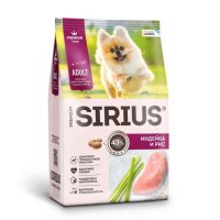 Корм SIRIUS для взрослых собак малых пород, с индейкой и рисом, 12 кг