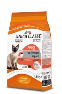 Корм Unica Classe Adult для взрослых привередливых кошек, лосось, Sensible Indoor, 1,5 кг