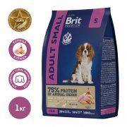Корм Brit Premium Dog Adult Small для взрослых собак мелких пород, Курица, 1 кг
