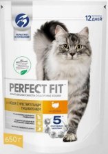 Корм Perfect Fit для взрослых кошек с чувствительным пищеварением, с индейкой, 650 г