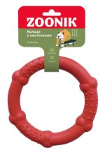 Игрушка Кольцо с косточками для собак, пластикат, красное, 16,5 см