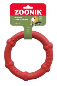 Игрушка Кольцо с косточками для собак, пластикат, красное, 16,5 см