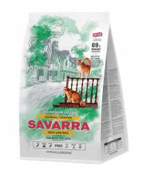 Корм SAVARRA Adult Cat Hairball для взрослых кошек, утка и рис, 400 г