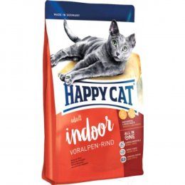 Корм Happy Cat Indoor Voralpen-Rind для взрослых кошек с малой активностью, с баварской говядиной, 1,4 кг