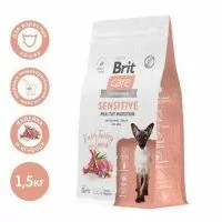Корм Brit Care для здорового пищеварения взрослых кошек с индейкой и ягненком, Sensitive Healthy Digestion, 1,5 кг