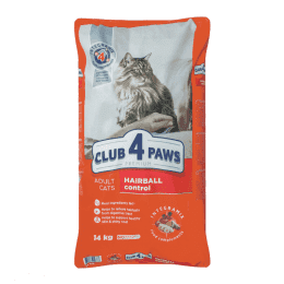 Корм Club 4 Paws премиум для кошек, с эффектом выведения шерсти, 14 кг