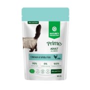 Пауч Nature's Protection, беззерновой, для кошек, кусочки в соусе, курица и белая рыба, Prime Skin and Coat, 85г