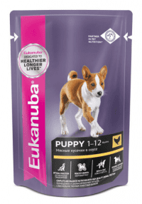 Пауч Eukanuba Puppy All Breed, для щенков, курица в соусе,85 г