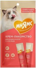 Лакомство Мнямс для кошек, с тунцом Кацуо и креветками, 4х15 г