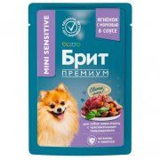 Пауч Брит ПРЕМИУМ для собак мини пород с чувствительным пищеварением с ягнёнком и морковью в соусе, 85 г