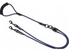 Поводок-веревка Camon для двух собак, с ручкой, синий, d 8 мм/1,2 м