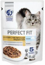 Пауч Perfect Fit для чувствительного пищеварения кошек, с лососем в соусе, 75 г