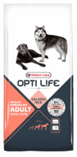 Корм Versele-Laga, для взрослых собак средних и крупных пород с чувствительной кожи, с лососем и рисом, Opti Life, 12,5 кг