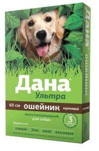 Ошейник Дана Ультра для собак от блох и клещей, коричневый, 60см