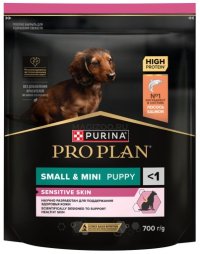 Корм Purina Pro Plan для чувствительной кожи щенков малых и мини пород, c лососем, Sensitive Skin, 700 г