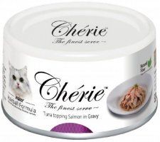 Консерва Pettric для кошек, с тунцом и лососем в подливе, Cherie - Hairball Control, 80 г