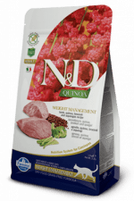 Корм Farmina Cat N&D GF Quinoa Weight Management Lamb, для взрослых кошек, беззерновой, с ягненком, контроль веса, 300 г