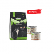 Корм Chicopee HNL, беззерновой для кошек, 1,5 кг+ консерва для взрослых кошек, утка и цыпленок с морковью, 195 г