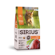 Корм SIRIUS для стерилизованных кошек, с уткой и клюквой, 12 кг