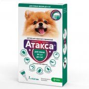 Препарат KRKA Атакса, для собак от клещей и блох и т.д, 1,5-4 кг, 0,4 мл