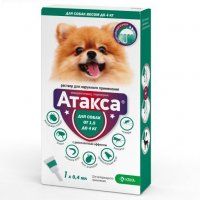 Препарат KRKA Атакса, для собак от клещей и блох и т.д, 1,5-4 кг, 0,4 мл