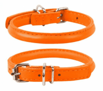 Ошейник "CoLLaR Glamour" для длинношерстных собак, кожа, оранжевый, ш 13 мм, д 53-61 см