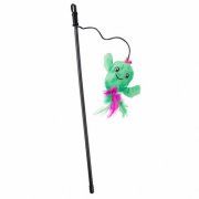 Игрушка-дразнилка Кактус плюшевая с кошачьей мятой и перышками для кошек, зеленая, 17 см