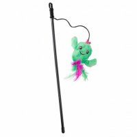 Игрушка-дразнилка Кактус плюшевая с кошачьей мятой и перышками для кошек, зеленая, 17 см